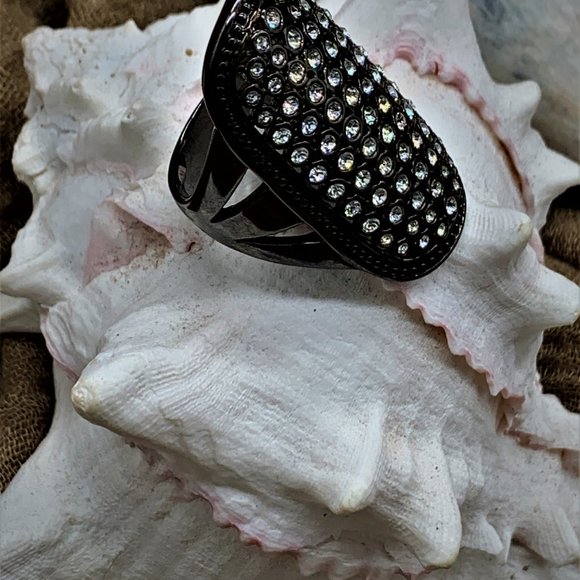 COSTUME RING_BLACK&GLASS - Picture 5 of 8